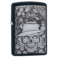 Зажигалка ZIPPO Gambling Skull с покрытием Black Matte